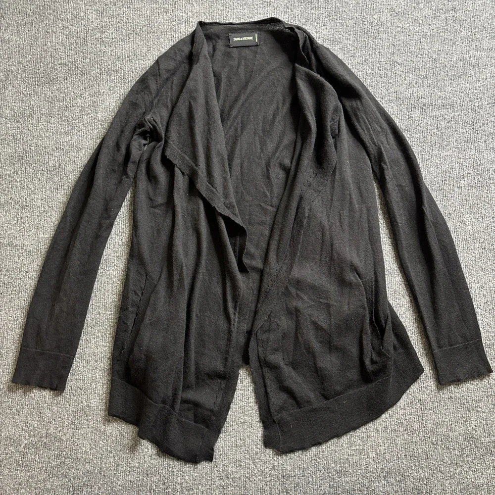 ZADIG & VOLTAIRE OVERSIZE Open Cardigan Daphnee Black Cashmere Size Medium